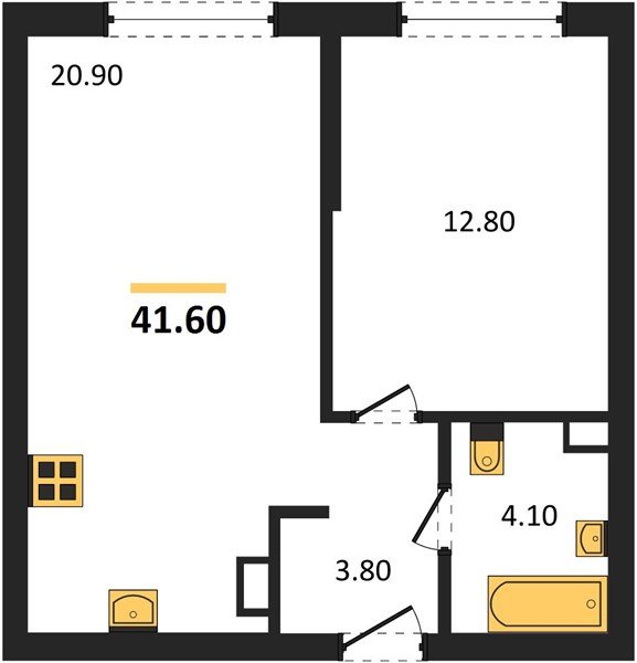 Фото №1: 1-комнатная квартира 41&nbsp;м², 7/16&nbsp;эт. - Краснодар, Прикубанский внутригородской округ, мкр. Догма Парк, ул. Марины Цветаевой, 35