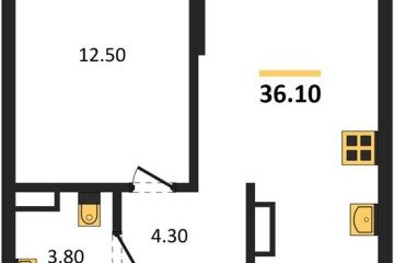Фото №1: 1-комнатная квартира 36 м², 12/16 эт. - Краснодар, мкр. Догма Парк, ул. Марины Цветаевой, 35