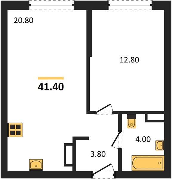 Фото №1: 1-комнатная квартира 41&nbsp;м², 12/16&nbsp;эт. - Краснодар, Прикубанский внутригородской округ, мкр. Догма Парк, ул. Марины Цветаевой, 35