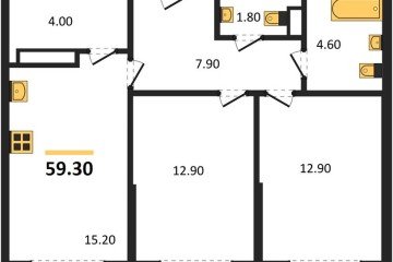Фото №1: 2-комнатная квартира 59 м², 11/16 эт. - Краснодар, мкр. Догма Парк, ул. Марины Цветаевой, 35