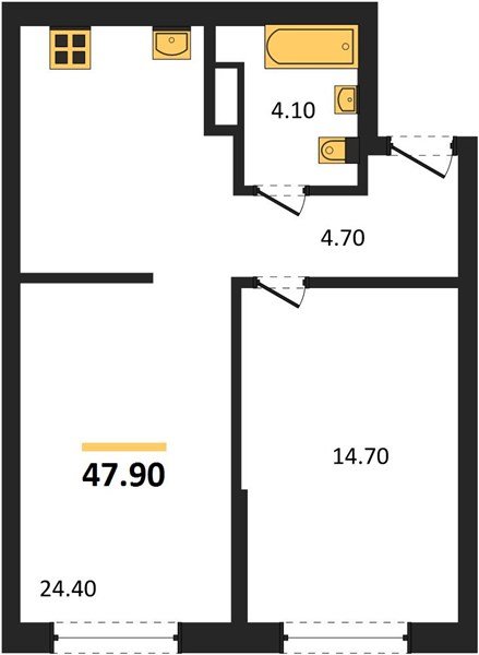 Фото №1: 1-комнатная квартира 47&nbsp;м², 3/16&nbsp;эт. - Краснодар, Прикубанский внутригородской округ, мкр. Догма Парк, ул. Марины Цветаевой, 35