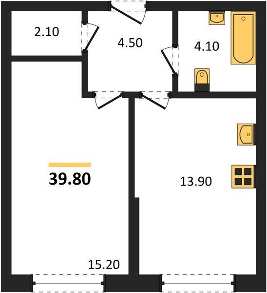Фото №1: 1-комнатная квартира 39&nbsp;м², 2/16&nbsp;эт. - Краснодар, Прикубанский внутригородской округ, мкр. Догма Парк, ул. Марины Цветаевой, 35