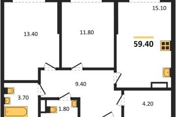 Фото №1: 2-комнатная квартира 59 м², 11/16 эт. - Краснодар, мкр. Догма Парк, ул. Марины Цветаевой, 35