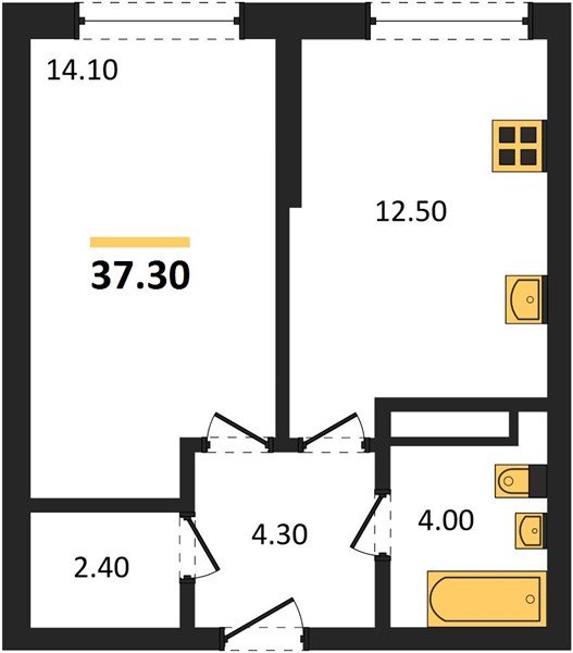 Фото №1: 1-комнатная квартира 37&nbsp;м², 12/16&nbsp;эт. - Краснодар, Прикубанский внутригородской округ, мкр. Догма Парк, ул. Марины Цветаевой, 35