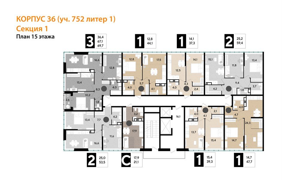 Фото №8: Студия 21&nbsp;м², 15/16&nbsp;эт. - Краснодар, Прикубанский внутригородской округ, мкр. Догма Парк, ул. Марины Цветаевой, 36