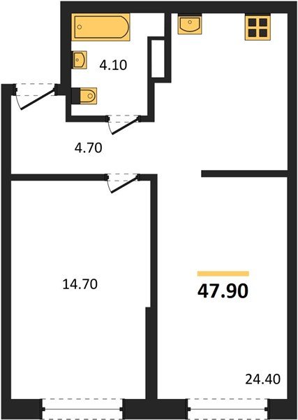 Фото №1: 1-комнатная квартира 47&nbsp;м², 6/16&nbsp;эт. - Краснодар, Прикубанский внутригородской округ, мкр. Догма Парк, ул. Марины Цветаевой, 36