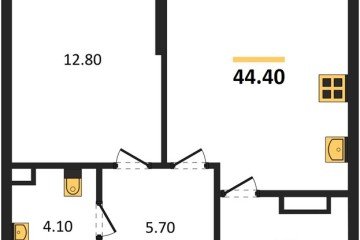 Фото №1: 1-комнатная квартира 44 м², 7/16 эт. - Краснодар, мкр. Догма Парк, ул. Марины Цветаевой, 36