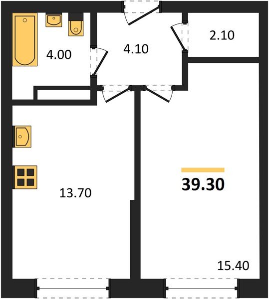 Фото №1: 1-комнатная квартира 39&nbsp;м², 12/16&nbsp;эт. - Краснодар, Прикубанский внутригородской округ, мкр. Догма Парк, ул. Марины Цветаевой, 36