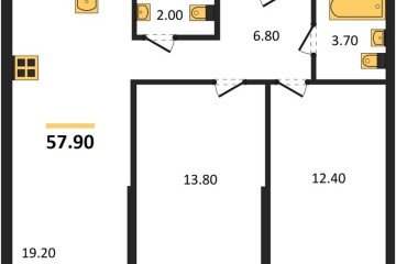 Фото №1: 2-комнатная квартира 57 м², 2/16 эт. - Краснодар, мкр. Догма Парк, ул. Марины Цветаевой, 36