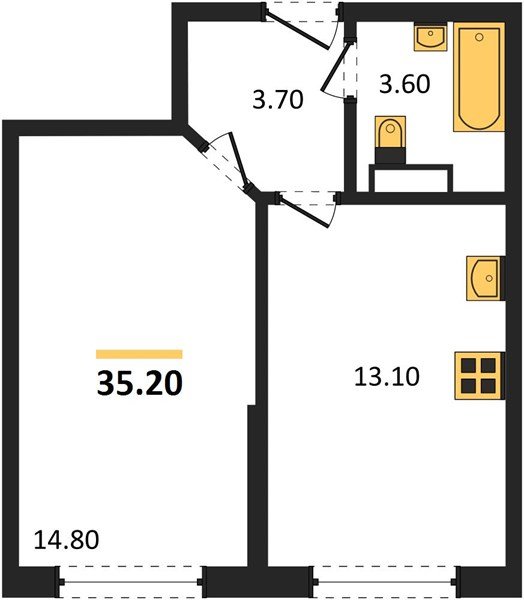 Фото №1: 1-комнатная квартира 35&nbsp;м², 7/16&nbsp;эт. - Краснодар, Прикубанский внутригородской округ, мкр. Догма Парк, ул. Марины Цветаевой, 36