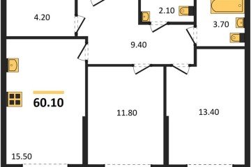 Фото №1: 2-комнатная квартира 60 м², 2/16 эт. - Краснодар, мкр. Догма Парк, ул. Марины Цветаевой, 36