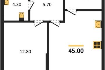 Фото №1: 1-комнатная квартира 45 м², 2/16 эт. - Краснодар, мкр. Догма Парк, ул. Марины Цветаевой, 36