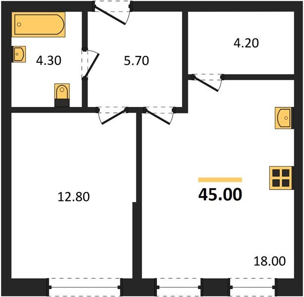 Фото №1: 1-комнатная квартира 45&nbsp;м², 2/16&nbsp;эт. - Краснодар, Прикубанский внутригородской округ, мкр. Догма Парк, ул. Марины Цветаевой, 36