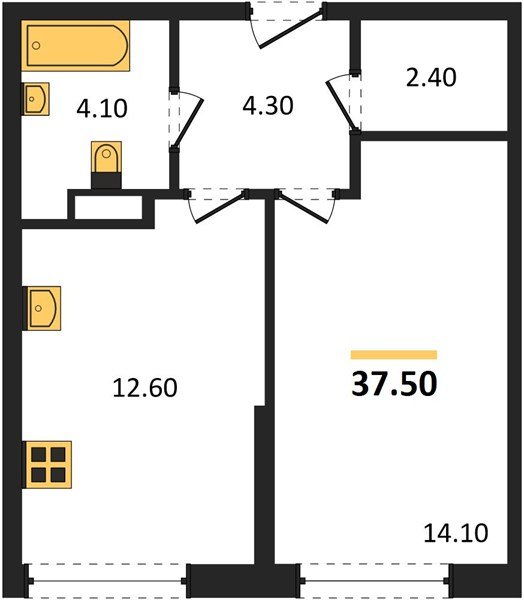 Фото №1: 1-комнатная квартира 37&nbsp;м², 3/16&nbsp;эт. - Краснодар, Прикубанский внутригородской округ, мкр. Догма Парк, ул. Марины Цветаевой, 36