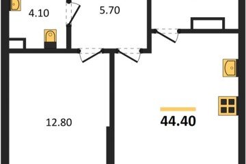 Фото №1: 1-комнатная квартира 44 м², 6/16 эт. - Краснодар, мкр. Догма Парк, ул. Марины Цветаевой, 36
