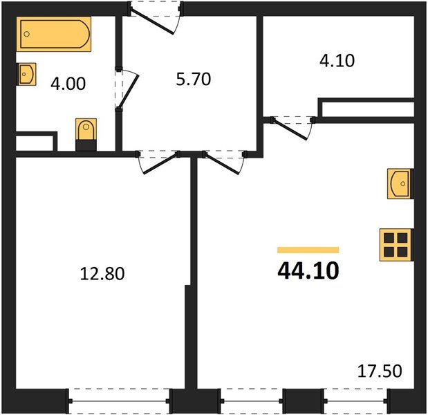 Фото №1: 1-комнатная квартира 44&nbsp;м², 11/16&nbsp;эт. - Краснодар, Прикубанский внутригородской округ, мкр. Догма Парк, ул. Марины Цветаевой, 36