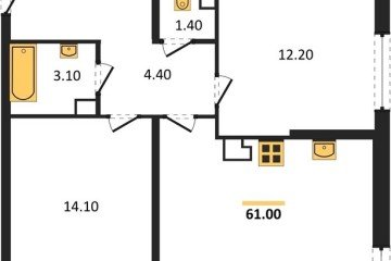 Фото №1: 2-комнатная квартира 61 м², 5/16 эт. - Краснодар, мкр. жилой комплекс Самолёт-6,