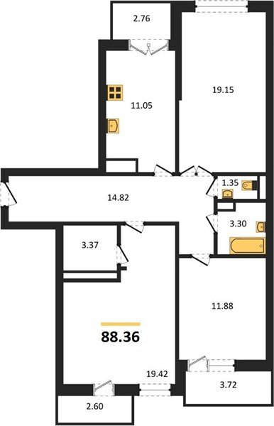 Фото №1: 3-комнатная квартира 88&nbsp;м², 23/24&nbsp;эт. - Краснодар, Прикубанский внутригородской округ, мкр. Музыкальный, ул. Российская, 257/7лит3