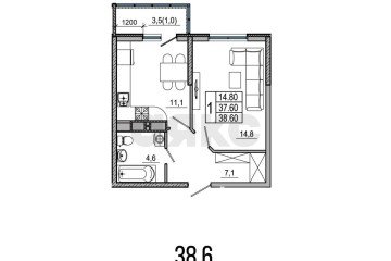 Фото №5: 1-комнатная квартира 36 м² - Краснодар, мкр. жилой комплекс Облака, ул. имени Генерала Корнилова, 10к1