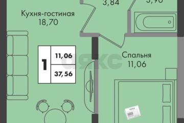 Фото №1: 1-комнатная квартира 33 м², 7/9 эт. - Краснодар, мкр. жилой комплекс Зелёная Территория, ул. имени Генерала Брусилова, 5лит1.1
