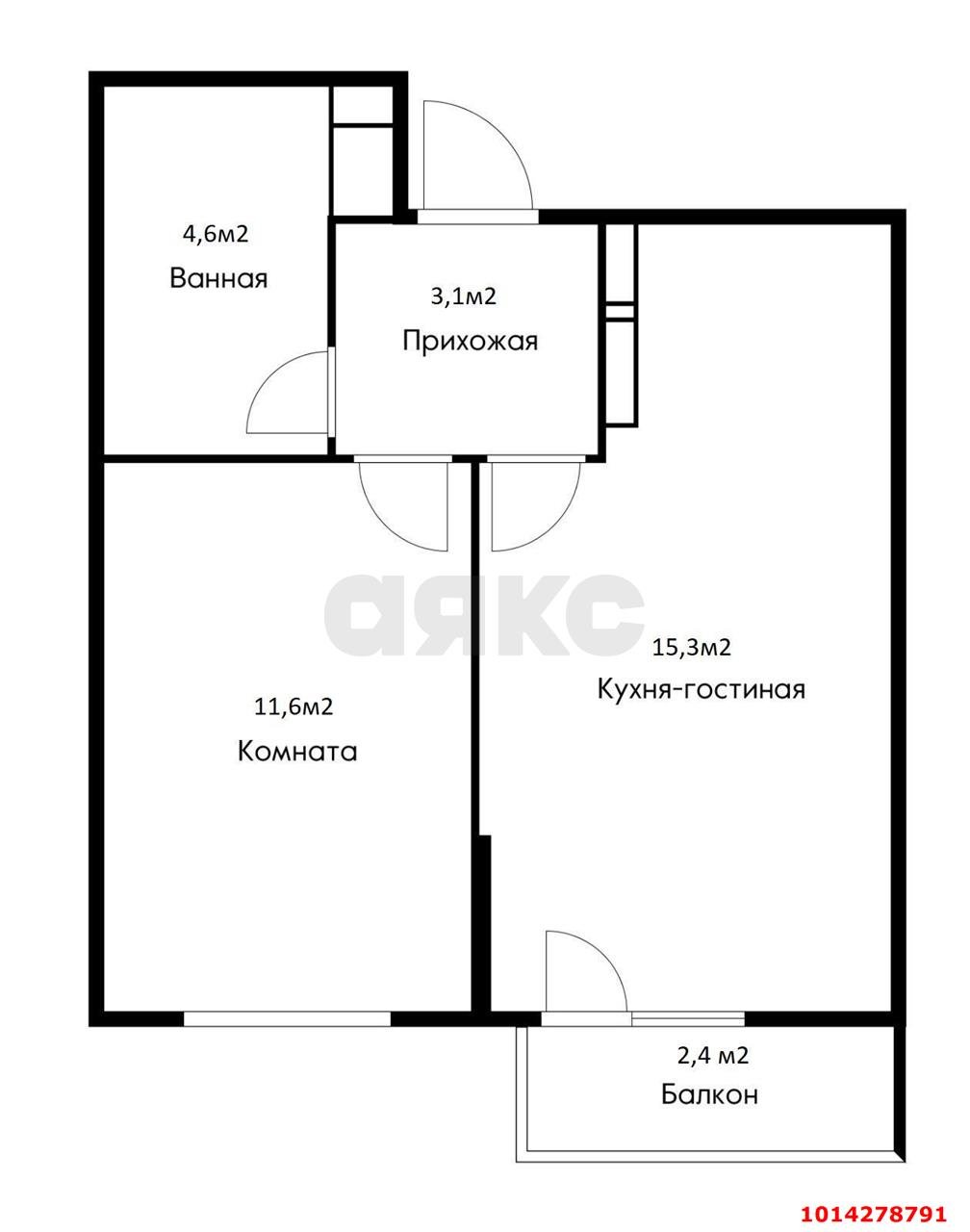 Фото №9: 1-комнатная квартира 37 м² - Краснодар, жилой комплекс Дыхание, ул. Лётчика Позднякова, 2к18