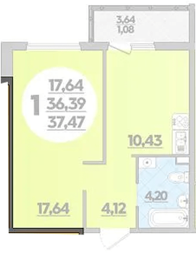 Фото №1: 1-комнатная квартира 37&nbsp;м², 2/16&nbsp;эт. - Краснодар, Прикубанский внутригородской округ, Восточный, мкр. жилой комплекс Квартал № 6
