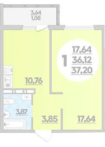 Фото №1: 1-комнатная квартира 37&nbsp;м², 3/16&nbsp;эт. - Краснодар, Прикубанский внутригородской округ, Восточный, мкр. жилой комплекс Квартал № 6