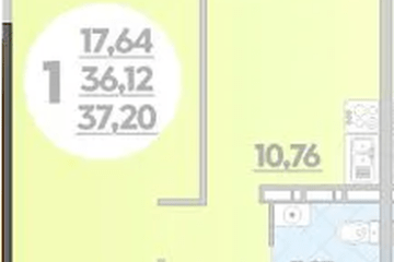 Фото №1: 1-комнатная квартира 37 м², 4/16 эт. - Краснодар, мкр. жилой комплекс Квартал № 6,
