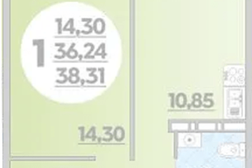 Фото №1: 1-комнатная квартира 38 м², 5/16 эт. - Краснодар, мкр. жилой комплекс Квартал № 6,