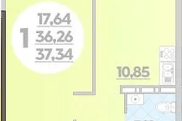 Фото №1: 1-комнатная квартира 37 м², 10/16 эт. - Краснодар, мкр. жилой комплекс Квартал № 6,