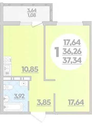 Фото №1: 1-комнатная квартира 37&nbsp;м², 14/16&nbsp;эт. - Краснодар, Прикубанский внутригородской округ, Восточный, мкр. жилой комплекс Квартал № 6