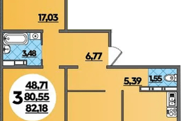 Фото №1: 3-комнатная квартира 82 м², 16/16 эт. - Краснодар, мкр. жилой комплекс Квартал № 6,