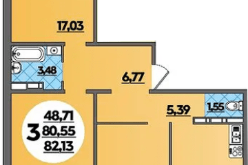 Фото №1: 3-комнатная квартира 82 м², 16/16 эт. - Краснодар, мкр. жилой комплекс Квартал № 6,