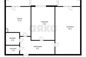 Фото №1: 2-комнатная квартира 54 м², 1/4 эт. - Адыгейск, ул. Эдепсукайская, 1/6