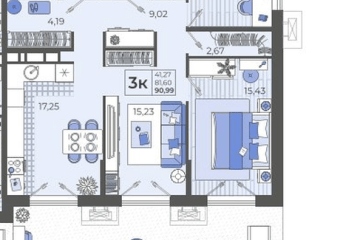 Фото №1: 3-комнатная квартира 89 м², 1/12 эт. - Тихорецк, мкр. ЖК Высочество, ул. Калинина, 114