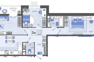 Фото №1: 3-комнатная квартира 81 м², 2/12 эт. - Тихорецк, мкр. ЖК Высочество, ул. Калинина, 114