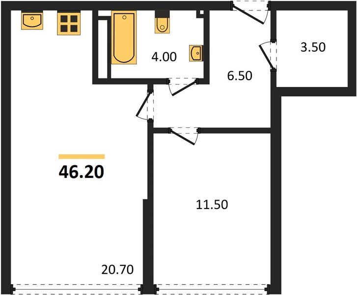 Фото №1: 1-комнатная квартира 46&nbsp;м², 16/16&nbsp;эт. - Краснодар, Прикубанский внутригородской округ, мкр. Догма Парк