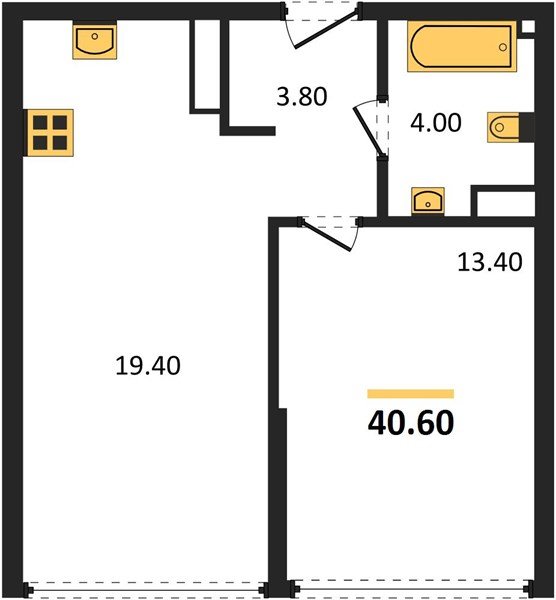 Фото №1: 1-комнатная квартира 40&nbsp;м², 16/16&nbsp;эт. - Краснодар, Прикубанский внутригородской округ, мкр. Догма Парк