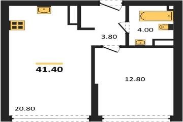 Фото №1: 1-комнатная квартира 41 м², 15/16 эт. - Краснодар, мкр. Догма Парк,