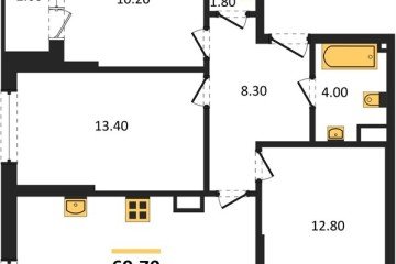 Фото №1: 3-комнатная квартира 69 м², 12/16 эт. - Краснодар, мкр. Догма Парк,