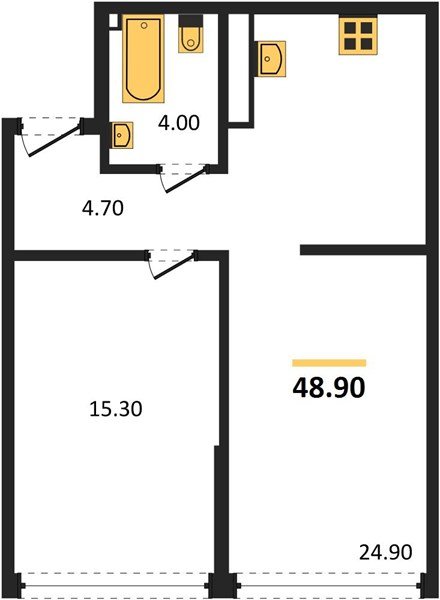 Фото №1: 1-комнатная квартира 48&nbsp;м², 19/19&nbsp;эт. - Краснодар, Прикубанский внутригородской округ, мкр. Догма Парк