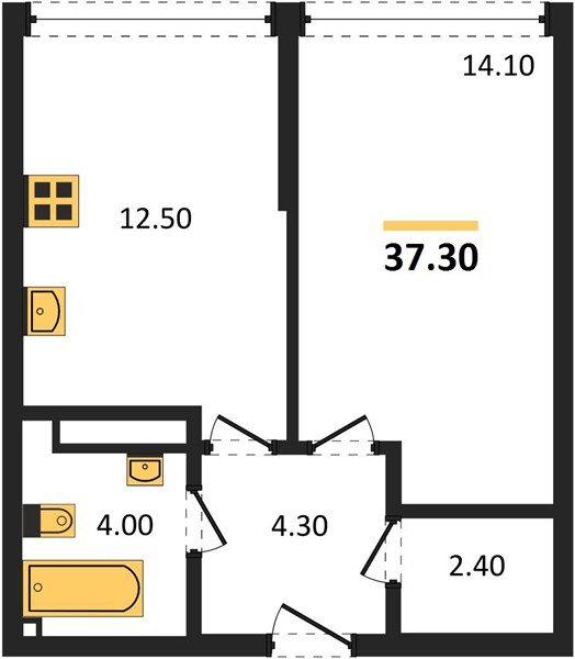 Фото №1: 1-комнатная квартира 37&nbsp;м², 18/19&nbsp;эт. - Краснодар, Прикубанский внутригородской округ, мкр. Догма Парк