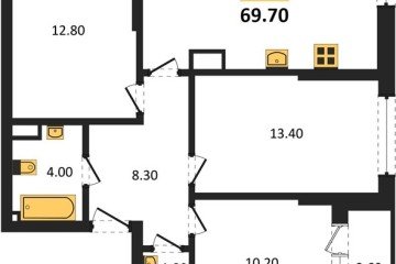 Фото №1: 3-комнатная квартира 69 м², 14/19 эт. - Краснодар, мкр. Догма Парк,