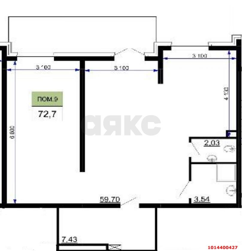 Фото №2: Торговое помещение 72&nbsp;м², 1/19&nbsp;эт. - Краснодар, Прикубанский внутригородской округ, имени Петра Метальникова, мкр. ЖК Лучший, ул. Ростовское шоссе, 30/6к3