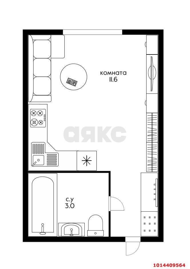 Фото №6: Студия 14&nbsp;м², 1/3&nbsp;эт. - Краснодар, Центральный внутригородской округ, мкр. 40 лет Победы, ул. Дербентская, 111