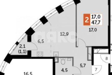 Фото №1: 1-комнатная квартира 48&nbsp;м², 12/45&nbsp;эт. - Москва, мкр. жилой комплекс Сидней Сити, к2/2