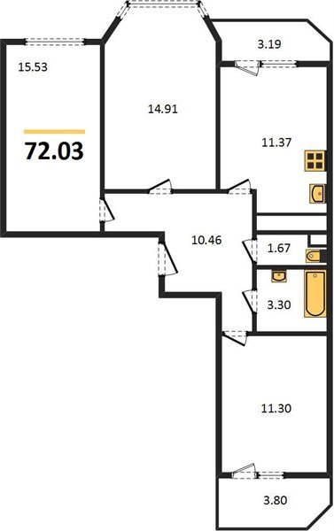 Фото №1: 3-комнатная квартира 77&nbsp;м², 20/22&nbsp;эт. - Берёзовый, Прикубанский внутригородской округ, Витаминкомбинат, мкр. жилой комплекс Огурцы, ул. Целиноградская, 2Ик2