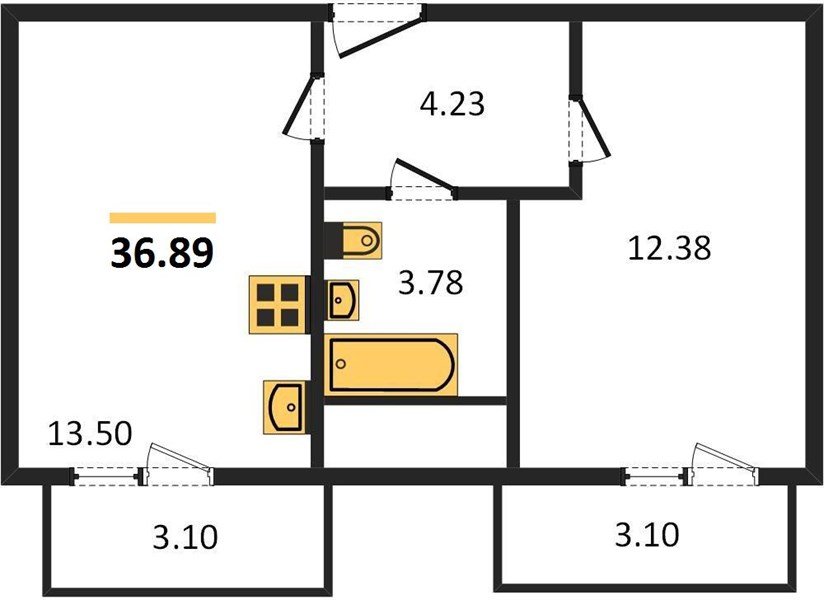 Фото №1: 1-комнатная квартира 42&nbsp;м², 20/24&nbsp;эт. - Берёзовый, Прикубанский внутригородской округ, мкр. Витаминкомбинат