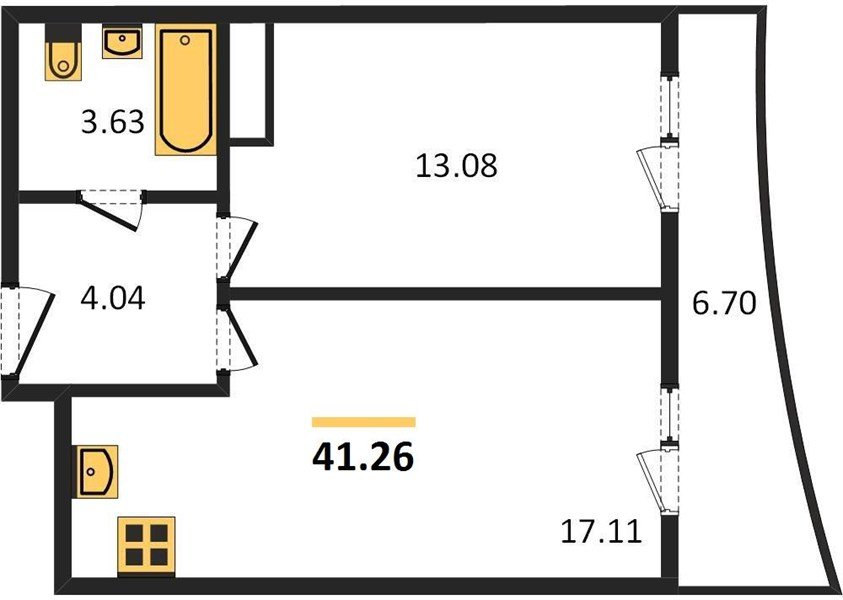 Фото №1: 1-комнатная квартира 46&nbsp;м², 22/24&nbsp;эт. - Берёзовый, Прикубанский внутригородской округ, мкр. Витаминкомбинат