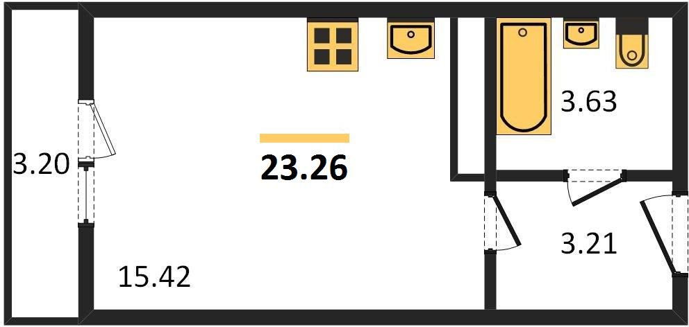 Фото №1: Студия 26&nbsp;м², 22/24&nbsp;эт. - Берёзовый, Прикубанский внутригородской округ, мкр. Витаминкомбинат